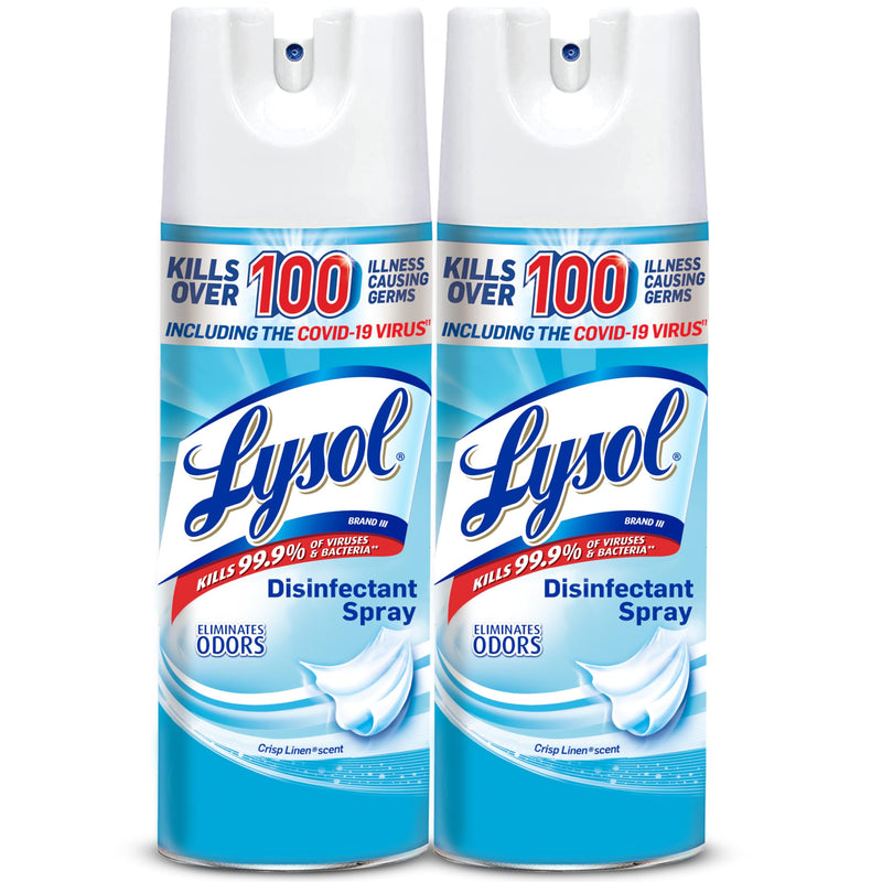 Lysol Disinfectant Spray, Sanitizing and Antibacterial Spray, for Disinfecting and Deodorizing, Crisp Linen, 12.5 Fl Oz (Pack of 2)