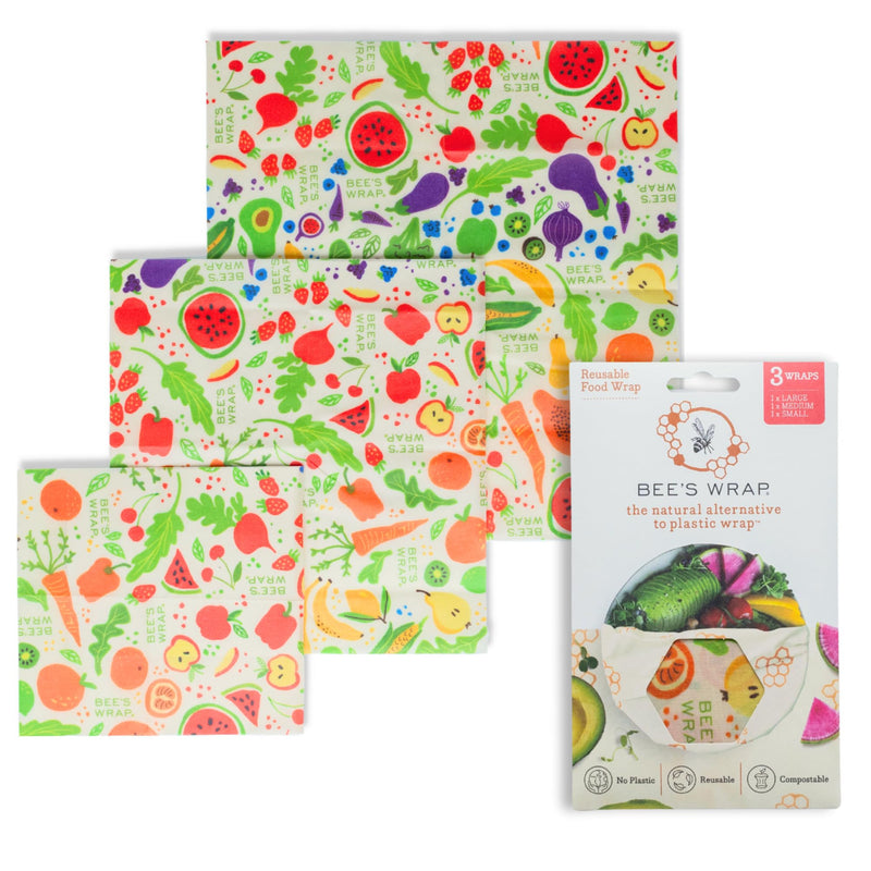 Bee'S Wrap Beeswax Wraps for Food - Garden Party 3 Pack (S, M, L) Made in USA Reusable & Organic Food Wraps, Sandwich Wrap & Bowl Covers -