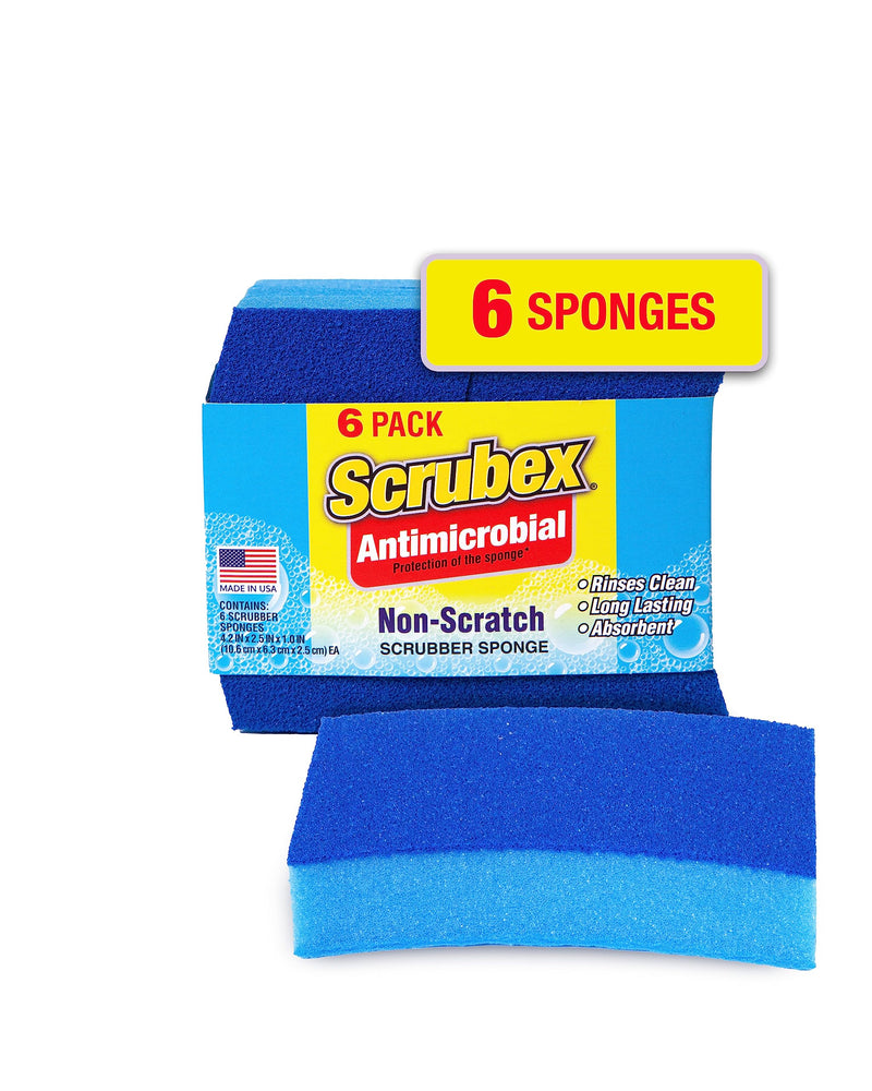 Non-Scratch Odor Resistant Scrub Sponge, Multi-Purpose Sponge for Kitchen and Household, Safe for Non-Stick Cookware (6 Sponges)