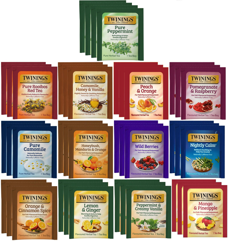 Twinings Herbal Variety Gift Box, Naturally Caffeine-Free (Pack of 40) 13 Flavors â Perfect Gourmet Gift Set