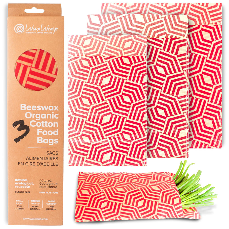 Waxwrap Beeswax Wraps for Food, Organic Cotton Food Bags - Sustainable Plastic Bag Alternative, Reusable Snack Bags, Bees Wax Wraps Reusable Food