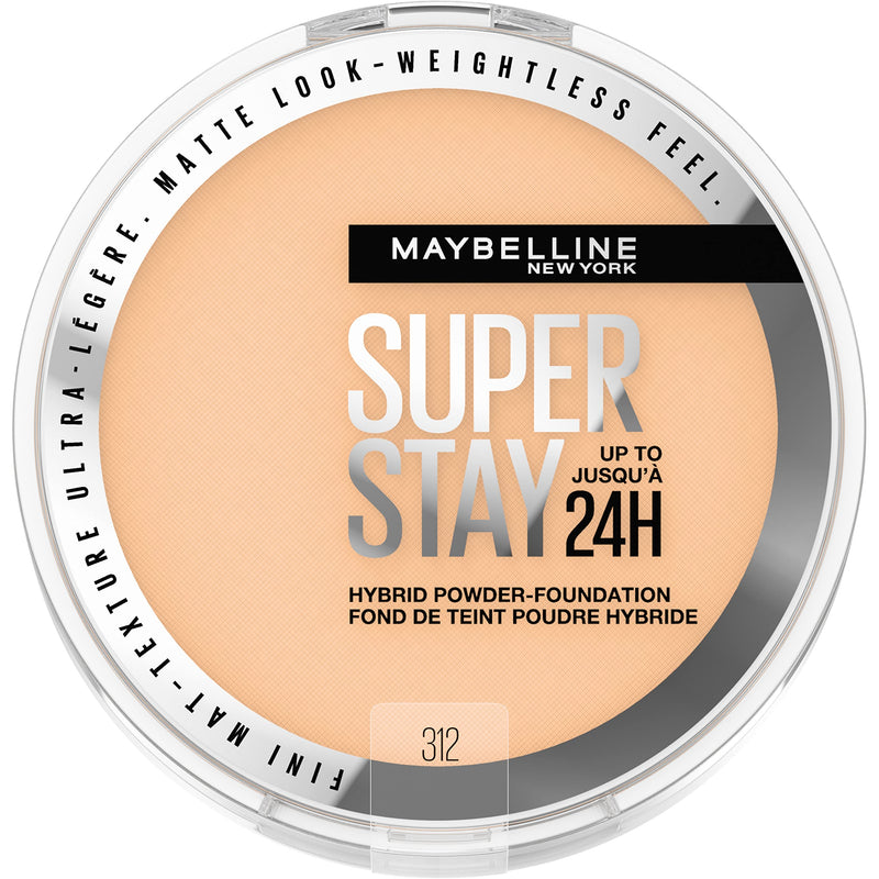 Maybelline Super Stay up to 24HR Hybrid Powder-Foundation, Medium-To-Full Coverage Makeup, Matte Finish, 312, 1 Count