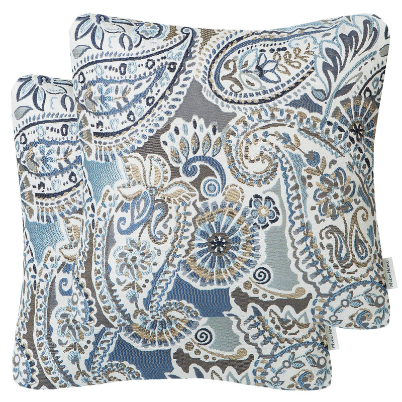 Pack of 2 Decorative Pillow Covers Throw Pillow Cases,Paisley Pattern,18X18 Inches,Blue Brown Cream Multicolor