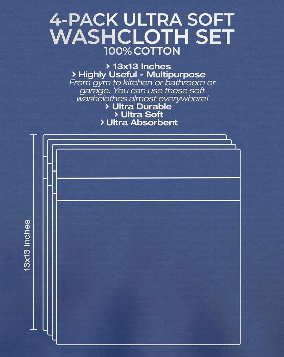 100% Cotton Turkish Washcloths for Bathroom Essentials 4 Pack, Soft Absorbent Wash Cloths Quick Drying Small Towels Washrags, Purple