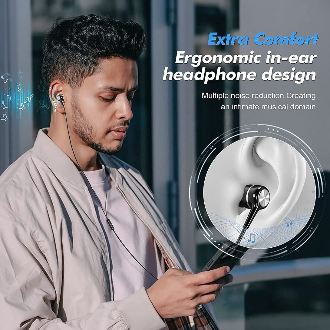 Wired Earbuds with Microphone 5 Pack, In-Ear Headphones with Heavy Bass, High Sound Quality Earphones Compatible with Ipad, Laptop, MP3, Android Smartphones, Fits All 3.5Mm Jack Device