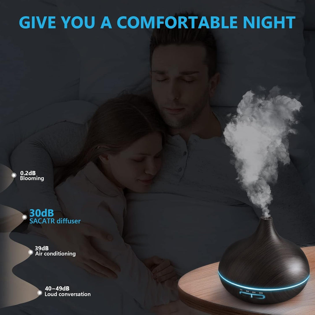 Aroma Diffiser with Essential Oils Set, 550 ML Essential Oil Diffuser with Remote, Ultrasonic Technology Aromatherapy Diffusers Auto Shut-Off for Office, Home