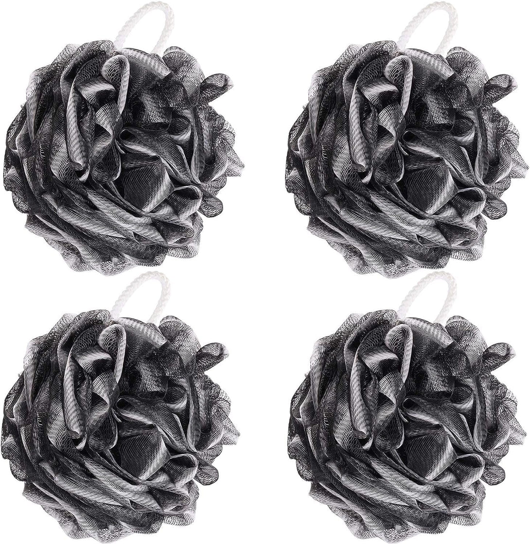 BTYMS 4 Pieces Shower Loofahs Bath Scrunchies 75G/Pcslarge Bath Sponge Body Loofahs Shower Pouf Mesh Pouf for Bathing