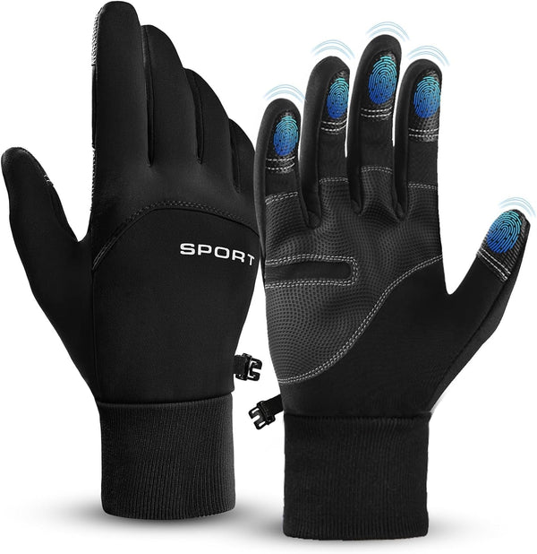 AURUZA Cycling Gloves for Men Winter Cold Weather, Five Fingers Touch Screen Winter Gloves for Men, Waterproof Anti-Slip Warm Gloves Liners for Cycling Biking Walking Sporting Driving