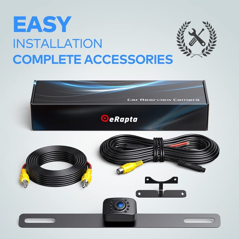 Erapta ERT01 HD Backup Camera Rear View License Plate Reverse Camera Universal for Pickup Truck Car SUV 149 Degree Perfect Angle Night Vision IP69K Level Waterproof