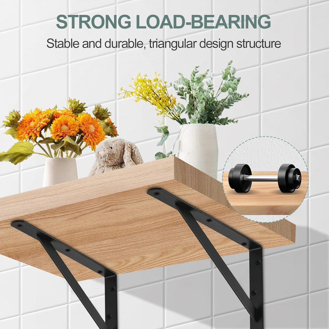 12 Pack L12 X H 8" Black Heavy Duty Shelf Brackets with Screws Metal Shelf Brackets Shelf Support Angle Brackets for Shelves L Brackets Heavy Duty Floating Shelf
