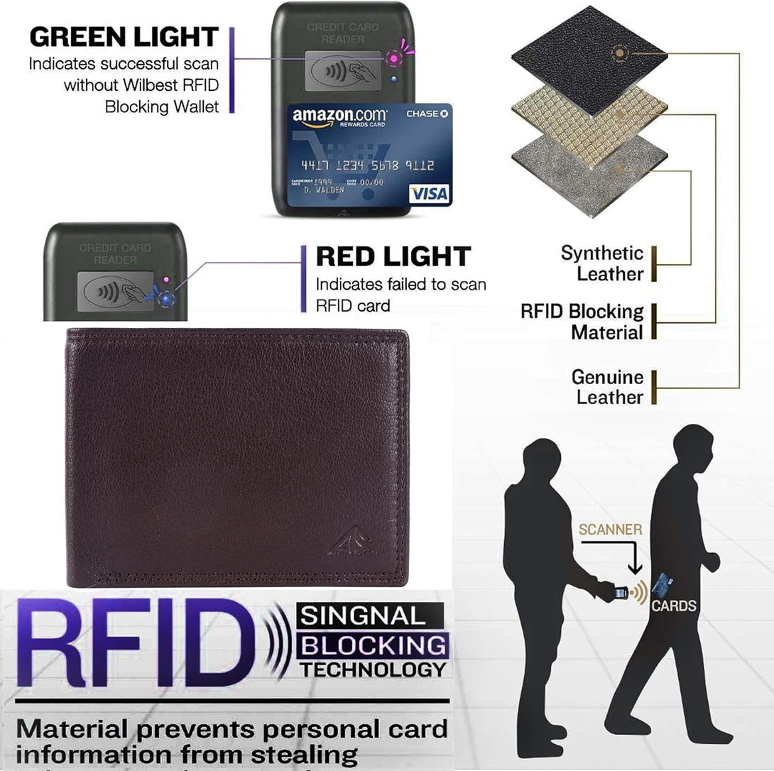 ASAD Genuine Leather Wallet for Men | Slim, Stylish, Genuine Leather Double Stitched RFID Blocking Bifold Stylish | Bifold Wallet with 8 Card Slot | Gift for Him | Brown