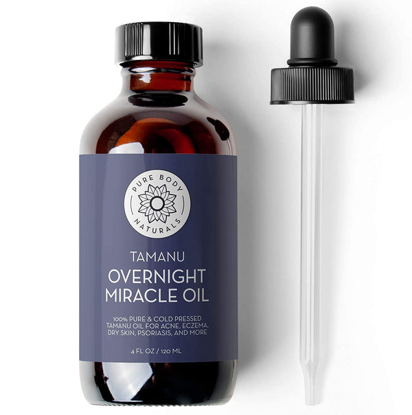 Pure Body Naturals Cold Pressed Tamanu Oil, 4 Fl Oz - Calms Irritated Skin - Moisturises Dry Scaly Skin