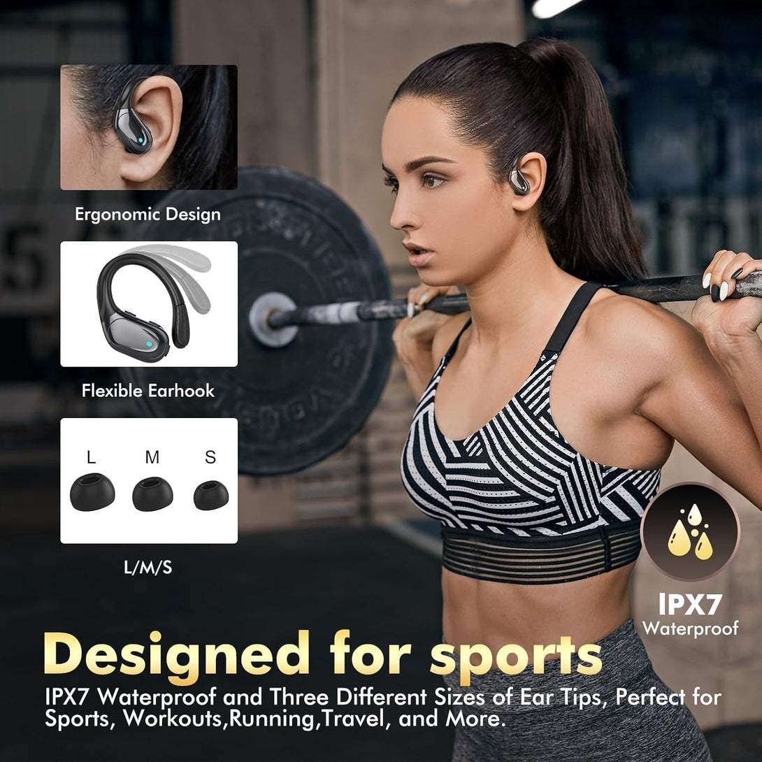 Wireless Earbuds Bluetooth Headphones 80Hrs Playback Ear Buds Power Display with Noise Canceling Mic Headsets for Sports/Workout/Running Black