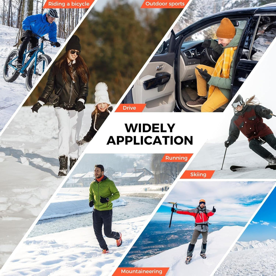 AURUZA Winter Gloves Men Women, Zipper Cycling Gloves Touch Screen, Windproof Warm Gloves Cold Weather, Anti-Slip Gloves