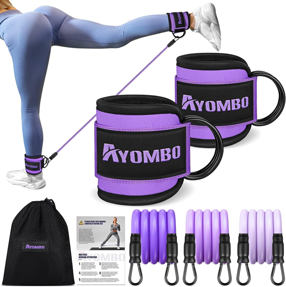 Ankle Resistance Bands with Cuffs, Home Gym Workout Equipment, Lifting Glute Butt Exercise Equipment for Women, Ankle Weights Fitness Band Set, Leg Booty Equipment for Training Perfect Body Shape