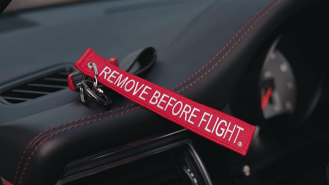 AIXEPA 10X Remove before Flight Red/White Key Chain 5.5" X 1" (10 Pack)