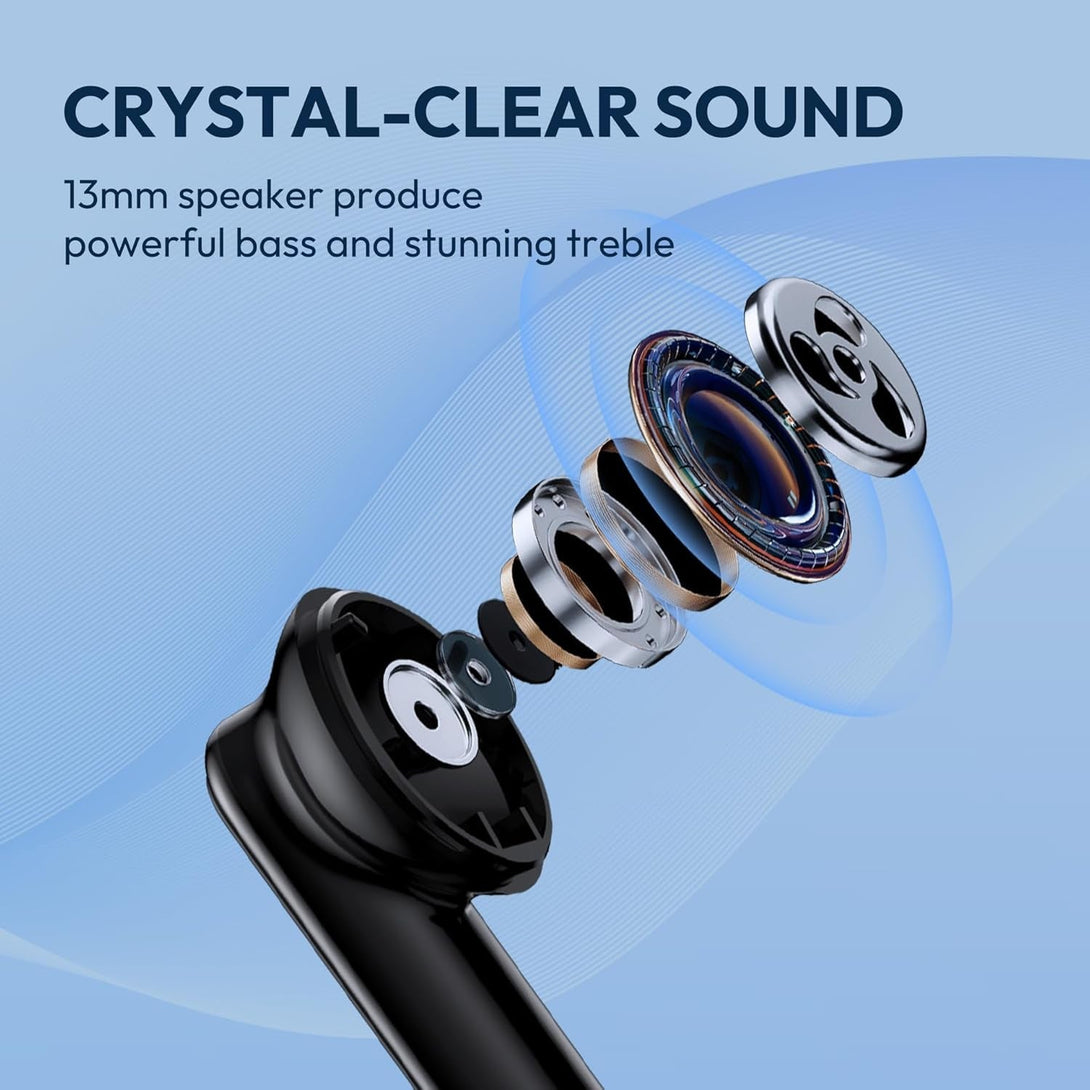 Earbuds Wireless Bluetooth Ear Buds 60H Playback LED Power Display Headphone Wireless Bluetooth IPX5 Waterproof In-Ear Earbuds with Mic for TV Smart Phone Laptop Computer Sports (Black)