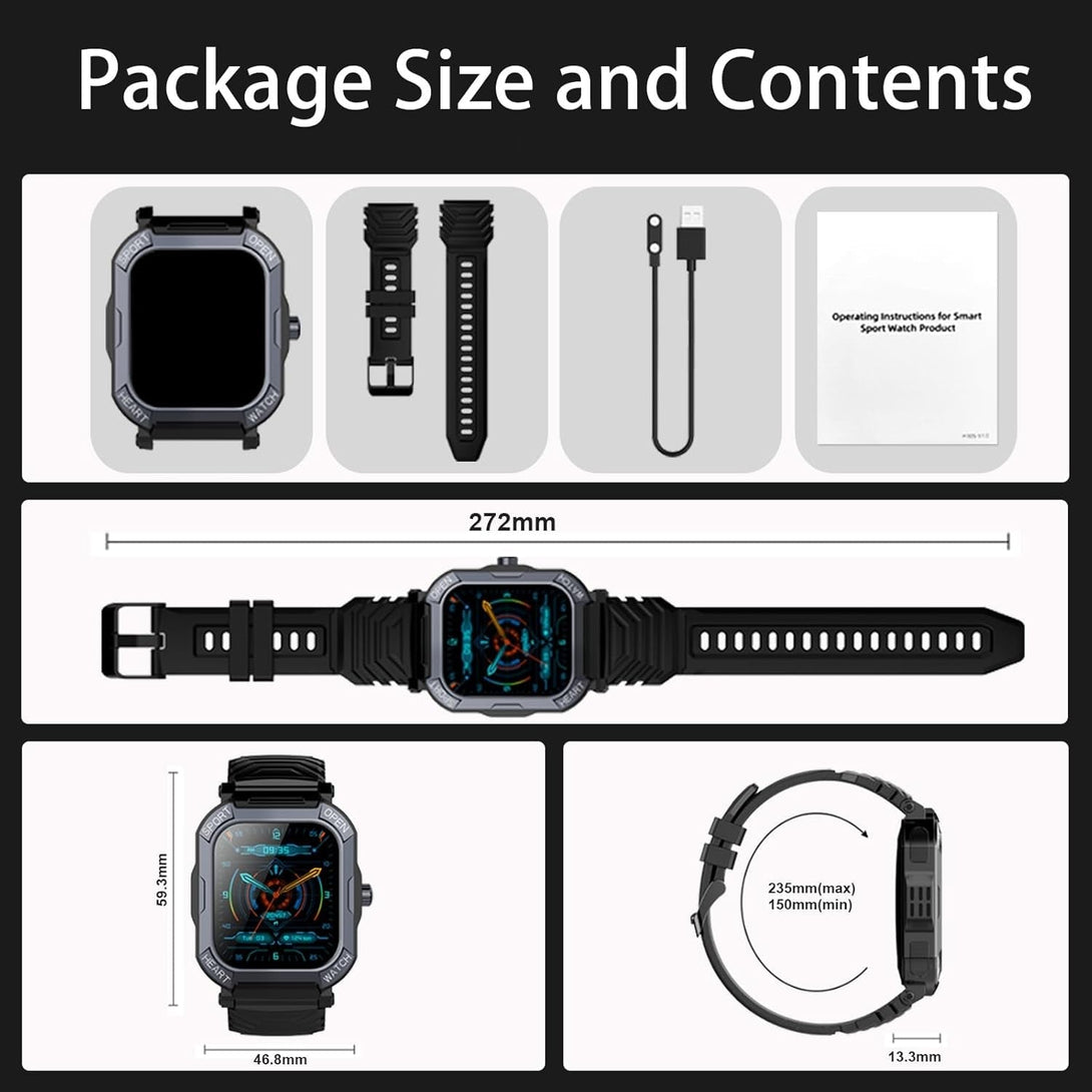 Smart Watch for Men Women (Answer/Make Call), 1.85” Fitness Watch, 113 Sports Modes Smartwatch with Heart Rate/Sleep Monitor, Pedometer, IP68 Waterproof, 2025 Activity Trackers for Android IOS, Black