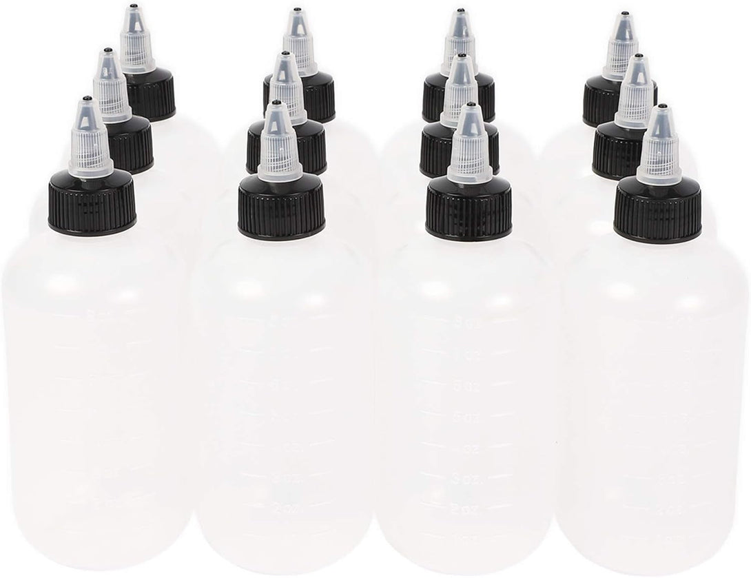 Juvale Boston round Squeeze Bottles with Twist Caps (8 Oz, White, 12 Pack)