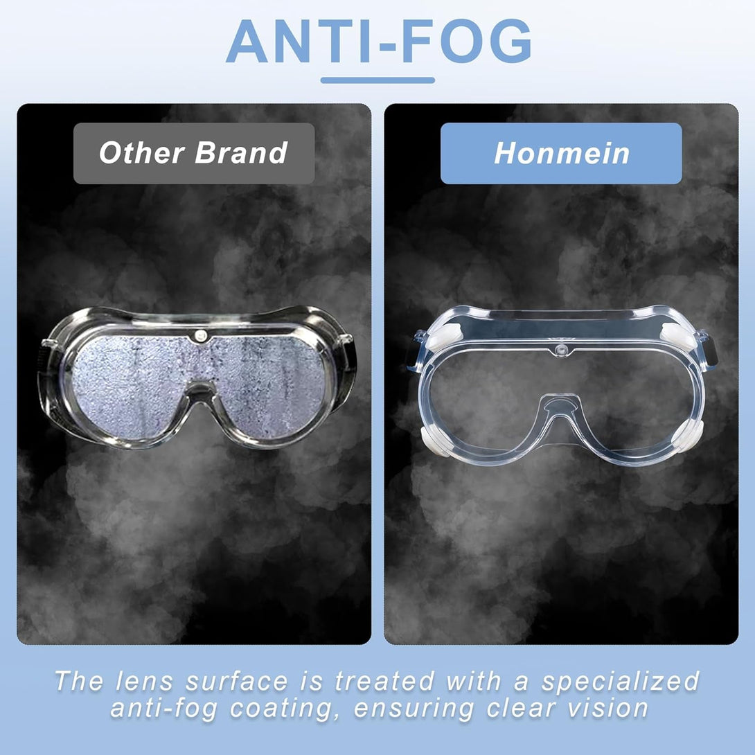 2-Pack Safety Goggles, Anti-Fog Lab Goggles, over Glasses Safety Glasses for Chemistry Lab, Mowing, Woodworking, Painting, Construction, Industrial Use