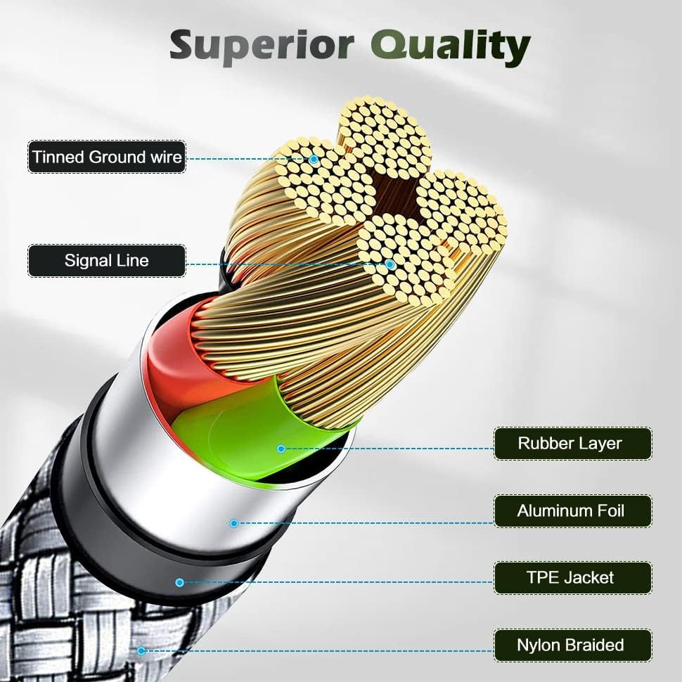 Iphone Charger [Apple Mfi Certified] 3-Pack 6FT Lightning Cable Nylon Braided Fast Charging Iphone Charger Long Cord Compatible with Iphone 14 13 12 11 Pro Max XR XS X 8 7 6 plus SE and More 6FT