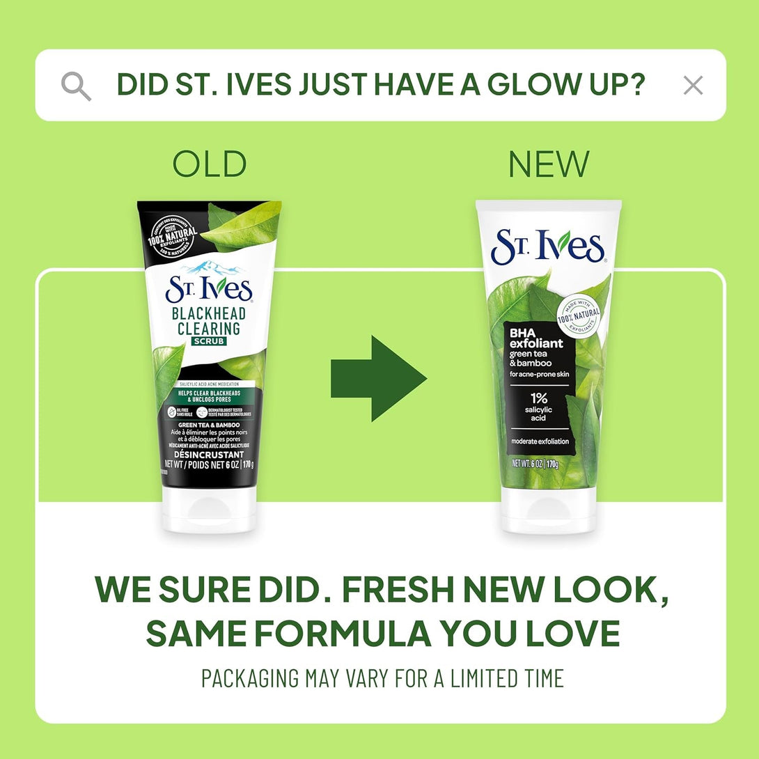 St. Ives Blackhead Clearing Face Scrub, Green Tea, 6 Oz