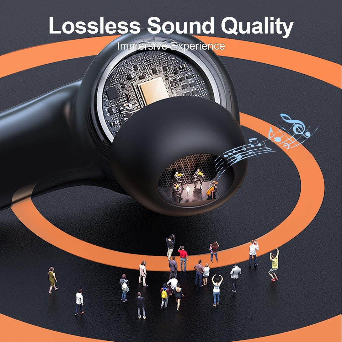 ZIUTY Wireless Earbuds, 2025 Bluetooth Headphones, 50Hrs Stereo Deep Bass Ear Buds with Power Display Charging Case, Buit in Mic, IPX5 Waterproof Headset for Iphone Andriod Phones