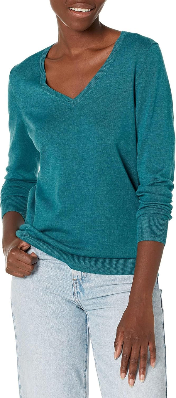 Amazon Essentials Women'S Classic-Fit Lightweight Long-Sleeve V-Neck Sweater (Available in plus Size)