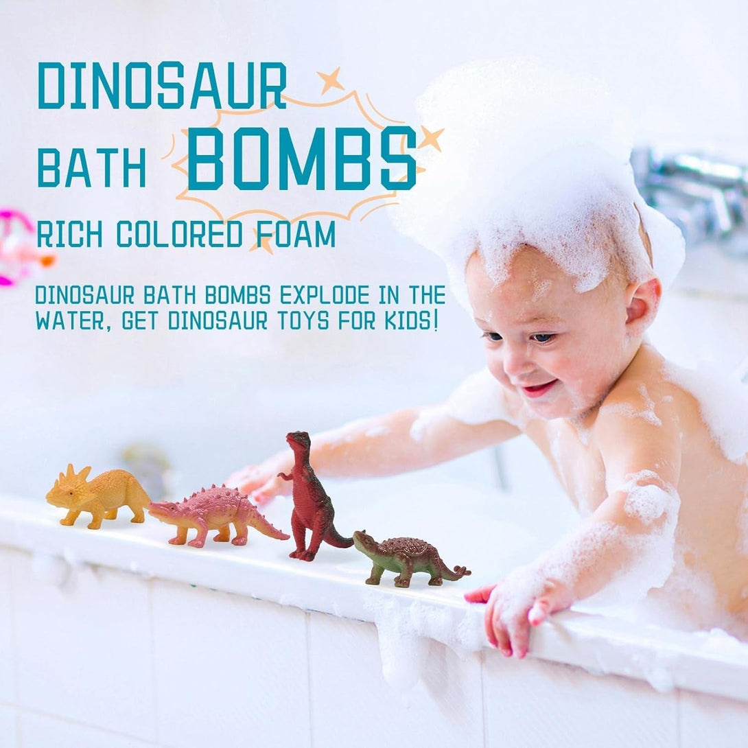 Bath Bombs for Kids with Surprise Toys inside - 12 Pack Organic Dinosaur Bath Bombs Easter Eggs Gifts, Dinosaur Toys for Kids 3 4 5 6 7 8 9 Years, Dino Egg Bath Bomb for Girls and Boys