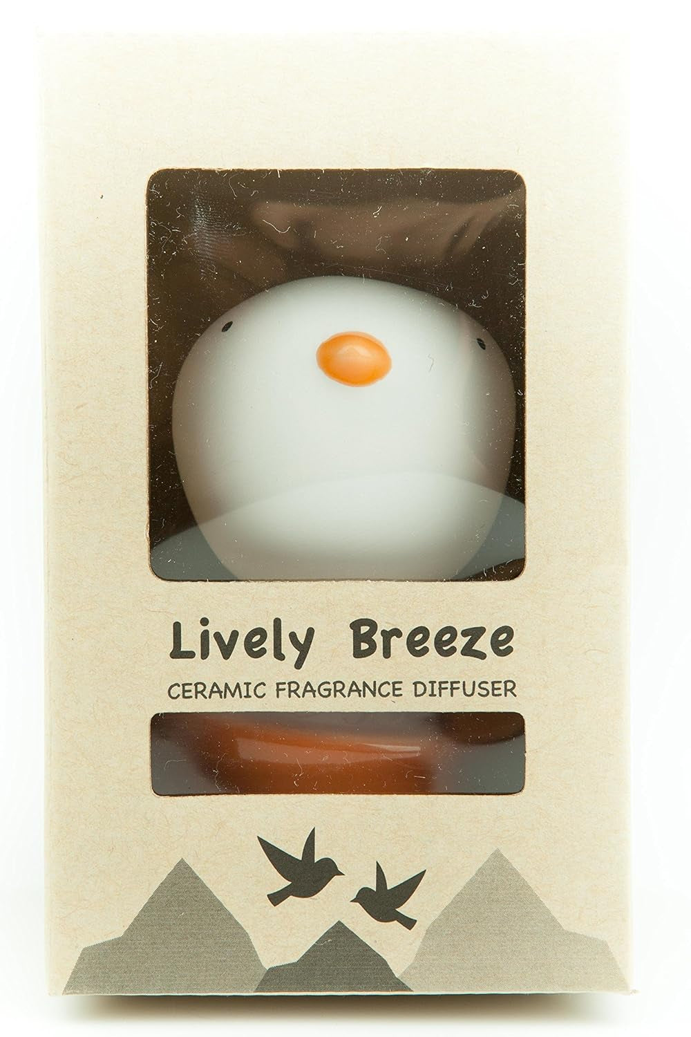 Baby Bird, Non-Electric Ceramic Diffusers for Essential Oils and Aromatherapy Fragrance, White Ceramic Diffusers in Car or Desk Office Decor and Small Bathroom at Home, Orange Vase