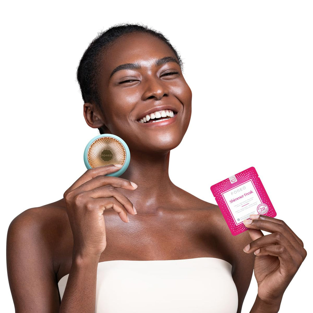 FOREO Shimmer Freak Advanced Collection 2.0 Ufo-Activated Facial - Eye Contour Illuminating - Beauty & Personal Care - Rose Water - Niacinamide - All Skin Types - Wrinkles - Puffiness - 6 Pcs in Pack