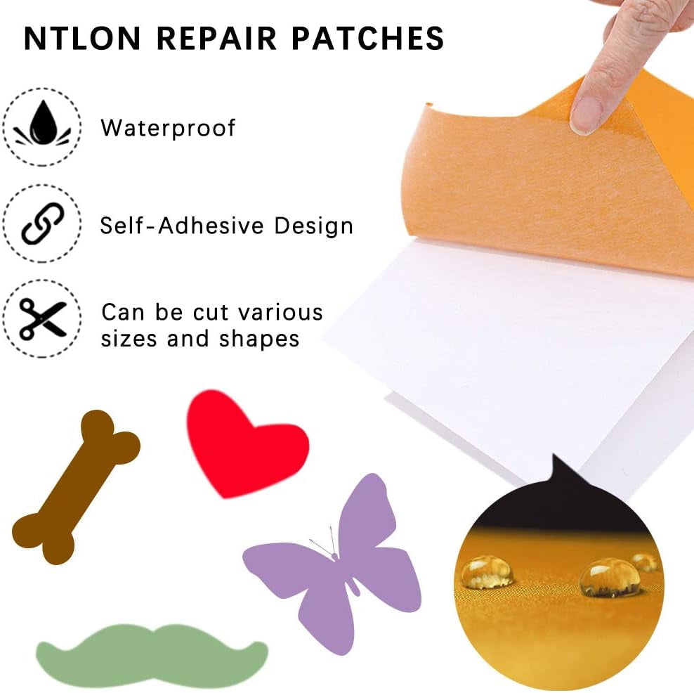 24PCS Self-Adhesive Nylon Repair Patches, 24 Colors Waterproof Lightweight Fabric Repair Patches First Aid Repair for Clothing down Jacket Tent Clothes Sleeping Bag (3.9 X 7.8 In)
