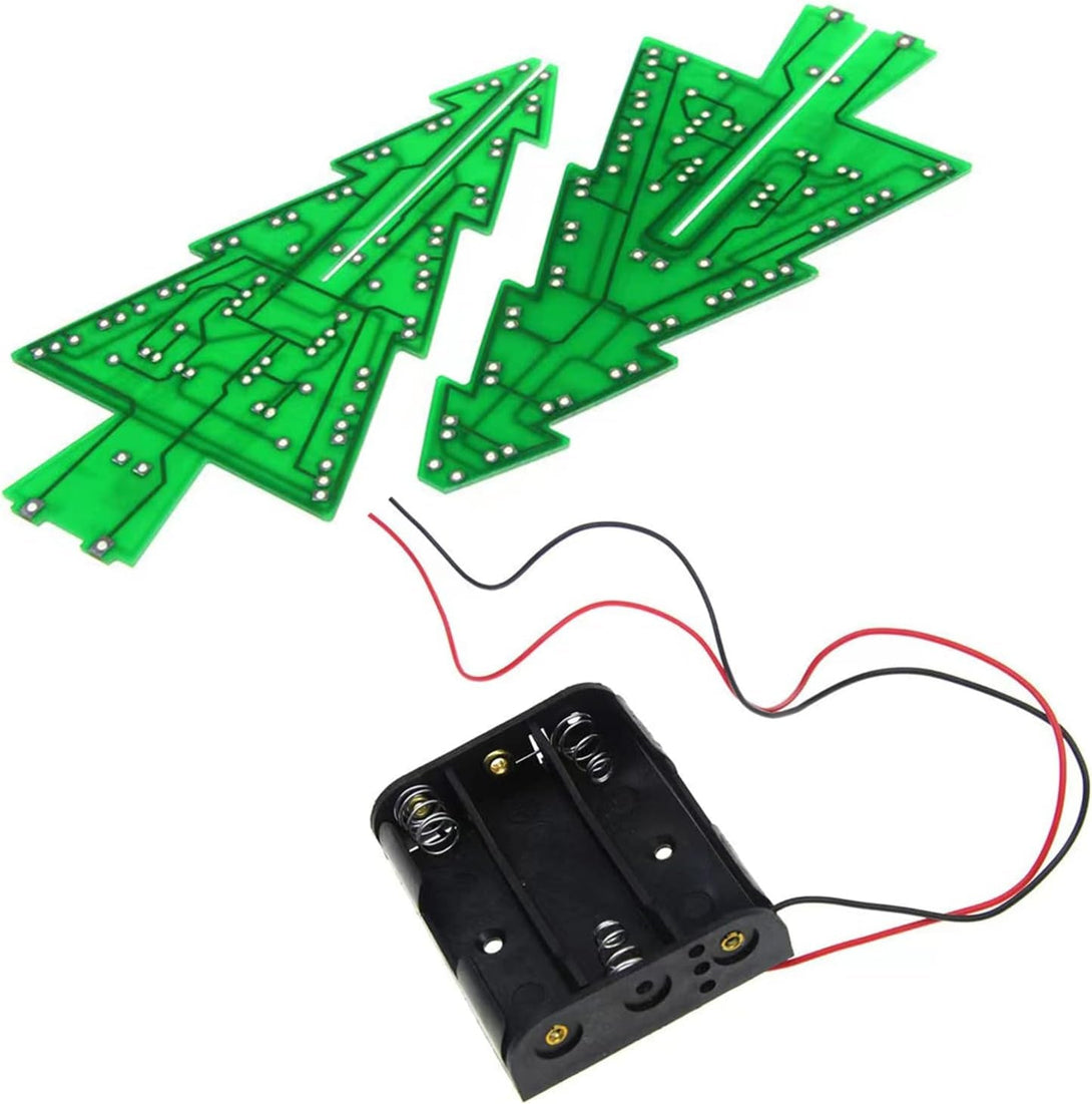 3D Xmas Christmas Tree DIY Model Assemble Kit with 7 Color Flashing RGB LED Circuit Funny Electronic Science Experiment Kit STEM Project PCB Board for Student Teens Soldering Practice Learning