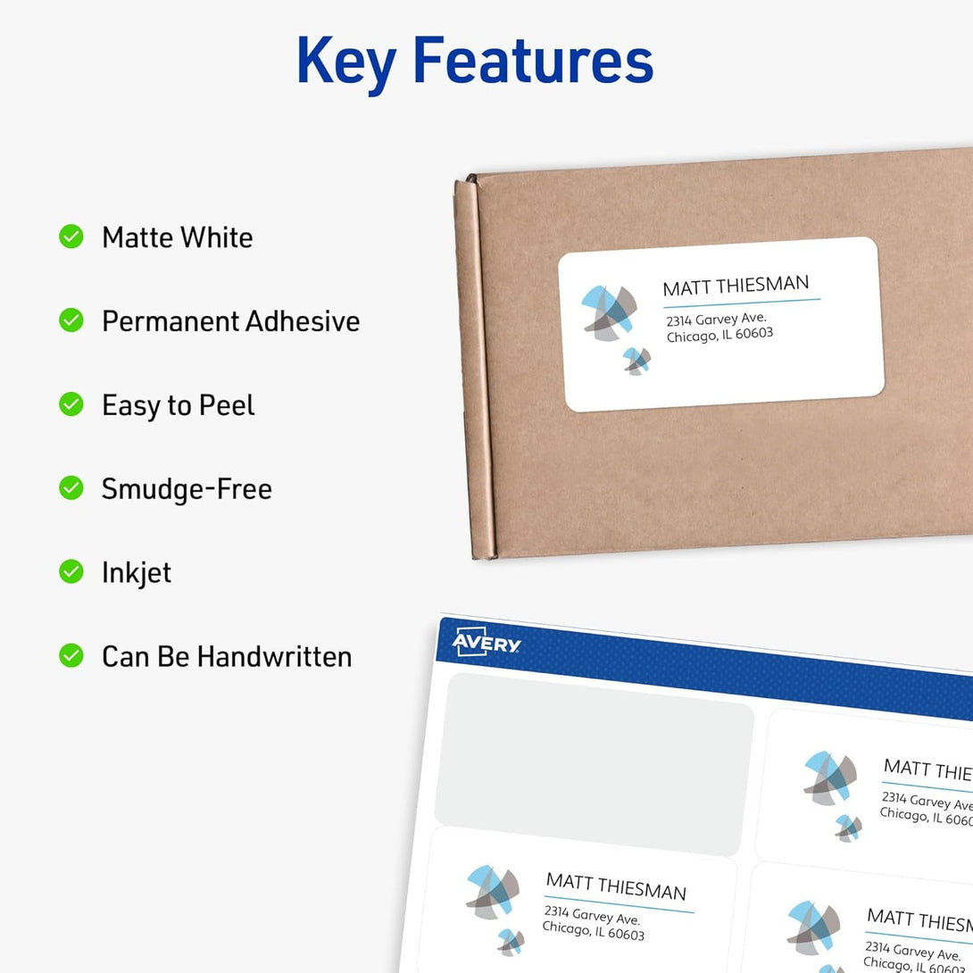 Avery Half-Sheet Printable Shipping Labels, 5.5" X 8.5" Customizable Stickers, White, 50 per Pack, 100 Blank Mailing Labels Total, Great for Mailing, Shipping, Organizing, and More (2-Pack of 8126)
