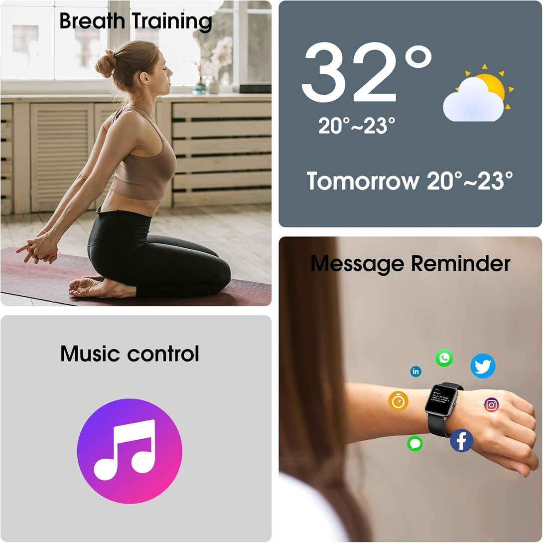 Smart Watch, Fitness Tracker with Heart Rate Monitor, Blood Oxygen, Sleep Tracking, 41Mm Smartwatch Waterproof with Pedometer for Women Men Watch Compatible with Android Ios Phones