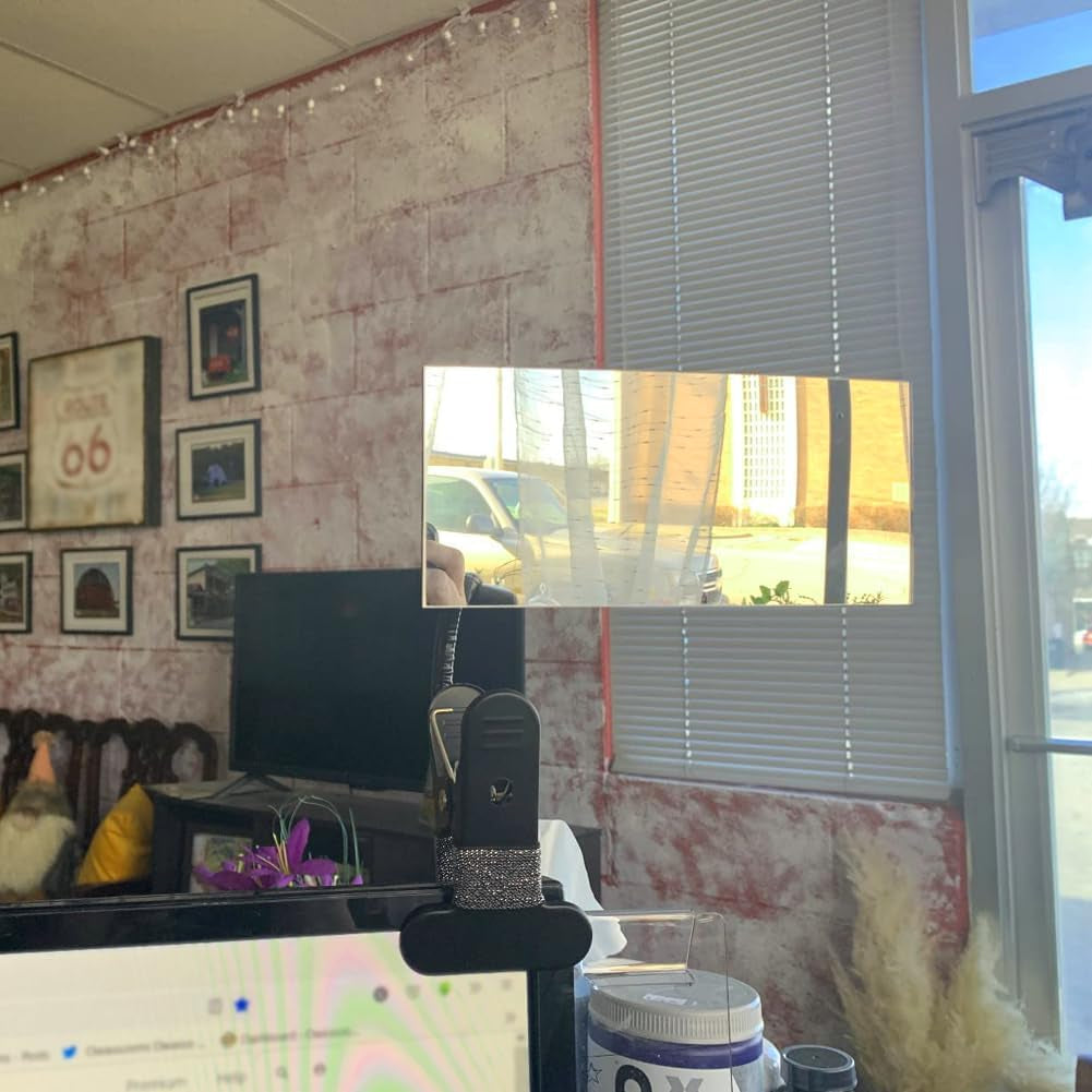 Ampper Clip on Security Mirror, Convex Cubicle Mirror for Personal Safety and Security Desk Rear View Monitors or Anywhere (6.69" X 2.95", Rectangle)