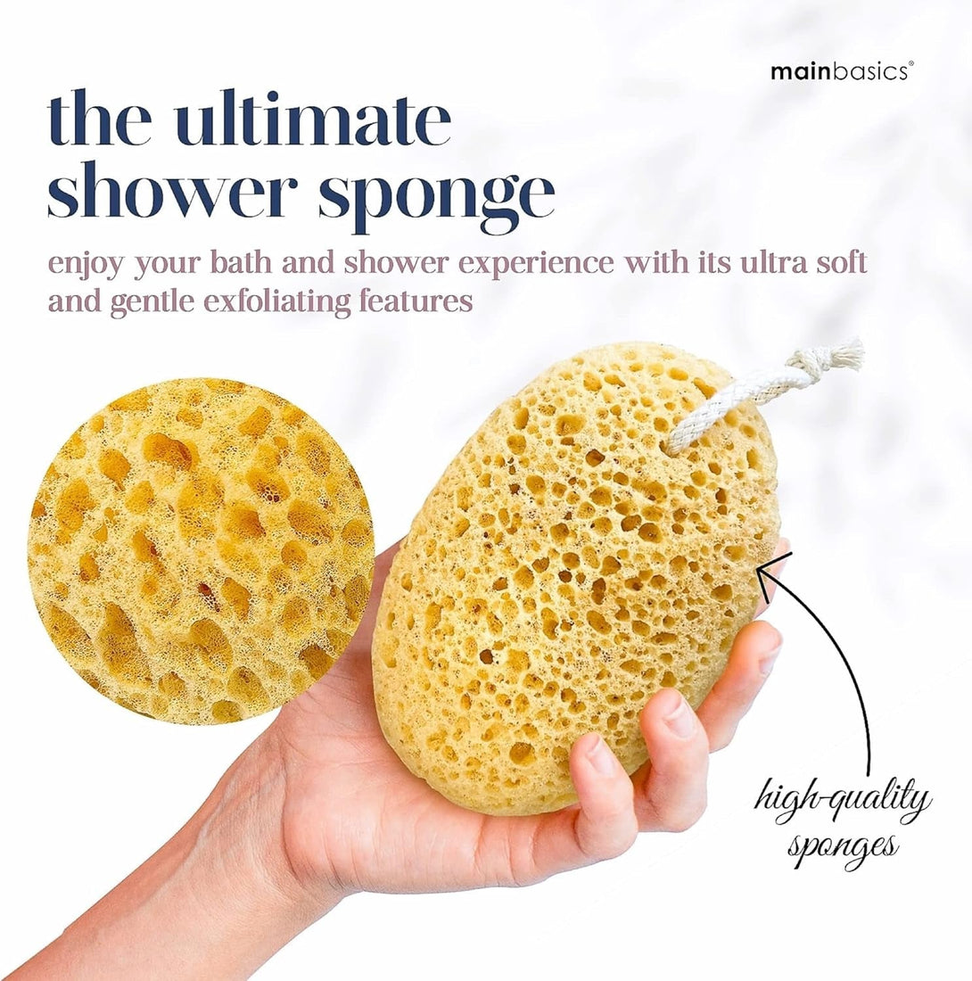 Mainbasics Faux Sea Bath Sponge - Large, Soft Exfoliating Body Sponge for Shower, Foam Loofah (2 Pack)