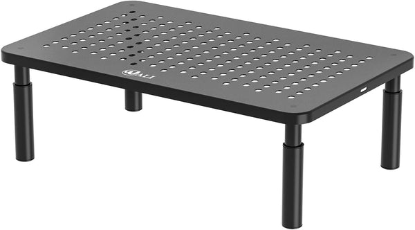 WALI Computer Monitor Stand for Desk, Adjustable Laptop Riser, Desk Monitor Stand underneath Storage for Office, Home, School Supplies (STT003), 1 Pack, Black