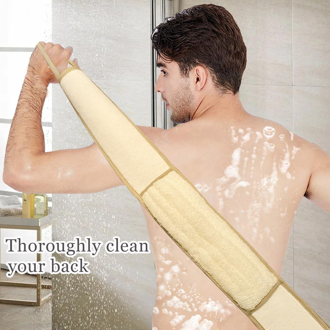 Exfoliating Natural Loofah Back Scrubber Loofah Sponge Back Scrubber for Shower, Deep Clean Your Back & Relax Your Body Bath Shower Scrubber for Men Women