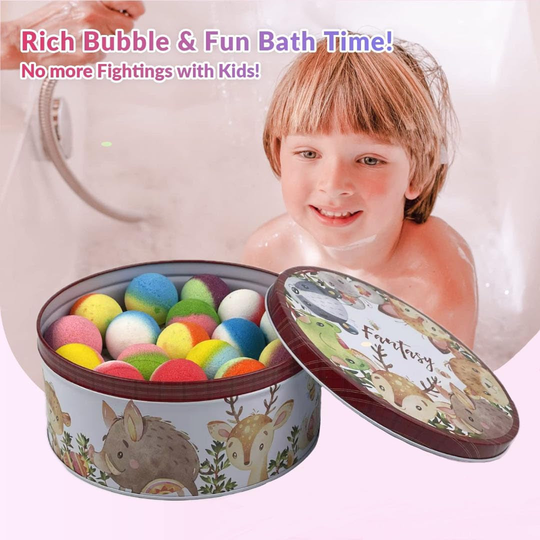 34 + 6 Bath Bombs with Crystal Toys inside for Kids, 34PCS Organic Surprise Bath Bomb Gift Set for Christmas, Birthday, Easter, Natural Fizzy Bath Home Spa, 6PCS Gift Bags for Girls and Boys