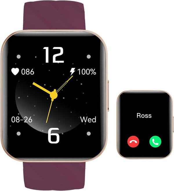 Smart Watches for Men Women (Answer/ Make Calls) Compatible with Iphone Android Phones, 1.85" Smartwatch Fitness Tracker with 100+ Sports Heart Rate Monitor Pedometer Sleep Tracker Waterproof (Purple)