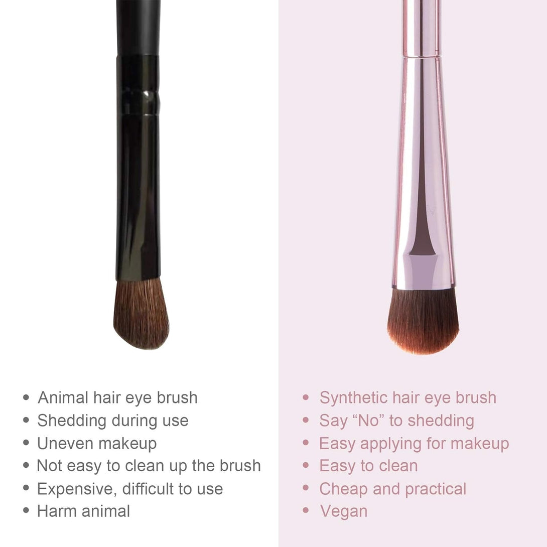 5Pcs Eyeshadow Brush Set, Portable Eye Brushes, Premium Eye Makeup Brush, Eyeliner Brush, Angled Brush by YUESHENNAN (Pink).