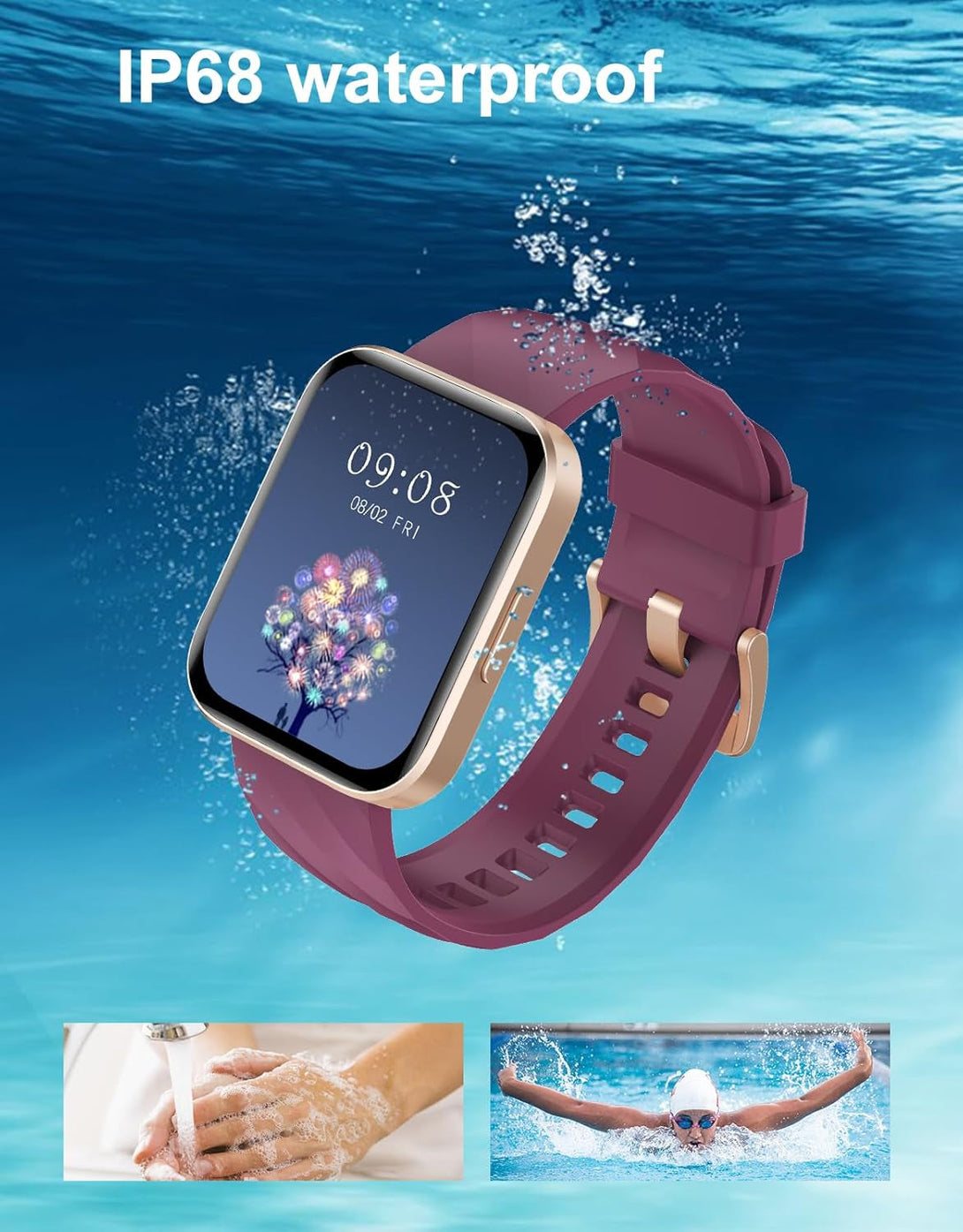 Smart Watches for Men Women (Answer/ Make Calls) Compatible with Iphone Android Phones, 1.85" Smartwatch Fitness Tracker with 100+ Sports Heart Rate Monitor Pedometer Sleep Tracker Waterproof (Purple)