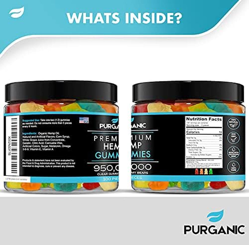 Hemp Gummies – Helps Support Sleep, Peace and Relaxation - High Strength and Support All Natural Tasty Fruit Flavors - Made in USA – 100Ct