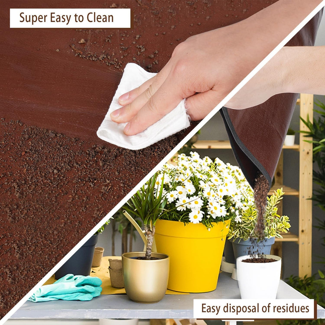 27"X 27" Repotting Mat for Indoor Plant Transplanting and Mess Control Foldable Waterproof Potting Tray-Easy to Clean Gardening Gifts for Plant Lovers