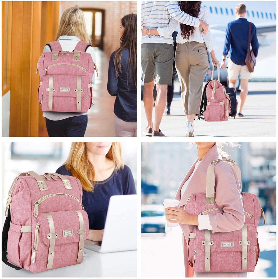 FALANKO Backpack for Women,Wide Open Work Large USB Charging Port Student Bookbag for 15.6 Inch Laptop,Doctor Teacher Nurse College School Travel Bag,Water Resistant Laptop Bookbag Computer Back Pack