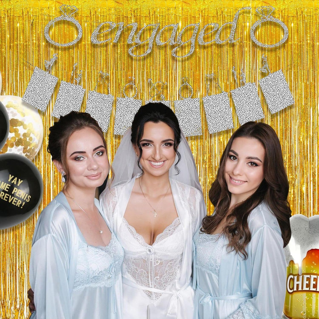 Gold Fringe Curtain Tinsel Backdrop - GREATRIL Foil Fringe Curtain Party Streamers for Prom 2025 NYE New Years Eve Birthdays Christmas Theme Party Decorations Pack of 2