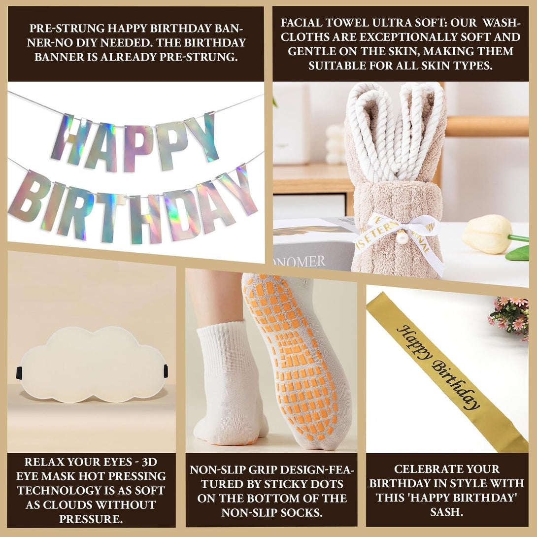 Birthday Gifts for Women & Men，Happy Birthday Surprise Box, 14Pcs Luxury Spa Gifts, Gift Box for Mens Unique with Hand Cream, Holiday Advent Calendar, Skin Care Gift Sets for Birthday