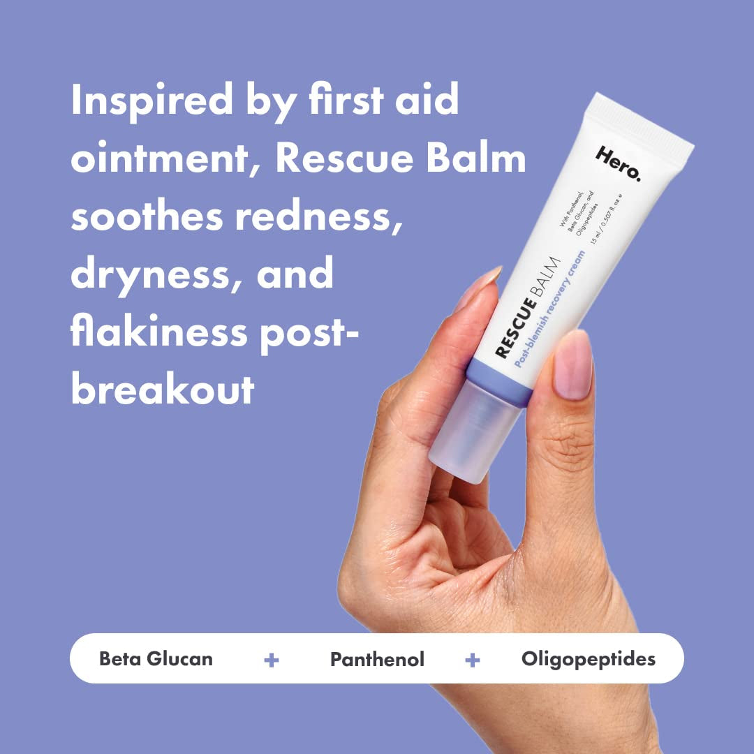 Rescue Balm Post-Blemish Recovery Cream from Hero Cosmetics - Intensive Nourishing and Calming for Dry, Red-Looking Skin - Dermatologist Tested and Vegan-Friendly (15 Ml, 0.5 Fl. Oz)