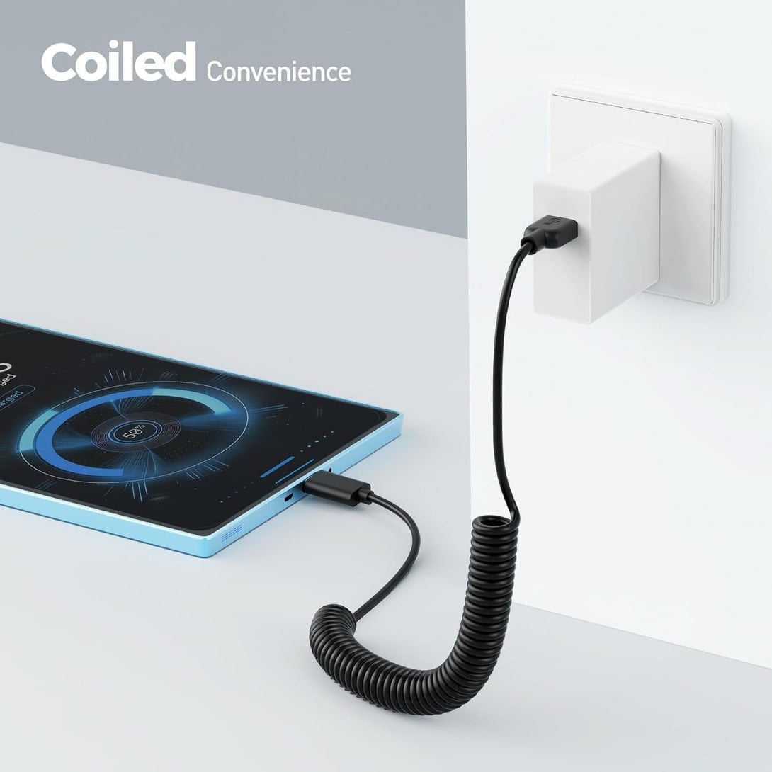 Cable Matters 2-Pack USB to USB C Coiled Cable with 3A/15W Fast Charging 1-4Ft, Support Apple Carplay, Android Auto, Coiled USB-A to USB-C Cable, for Iphone 16/15 Pro Max Plus, Galaxy S23, Ipad